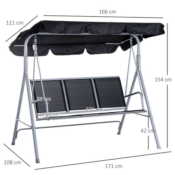 Hollywoodschaukel BB3541 Grau - Metall - 56 x 17 x 137 cm