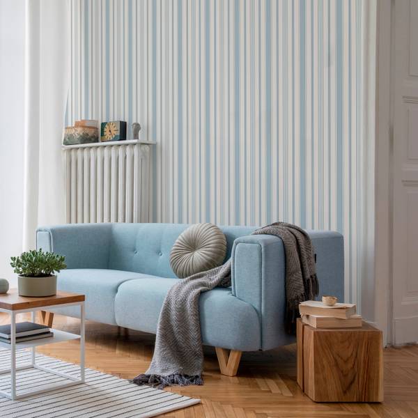 Tapete mit Streifen Auguste Blau - Papier - 192 x 280 x 192 cm