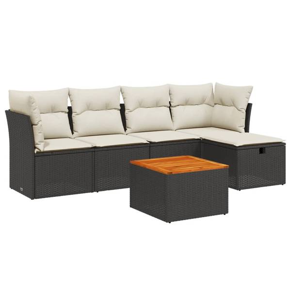 Garten Sofagarnitur 3036486-1 (6-teilig) Schwarz - Creme - Weiß