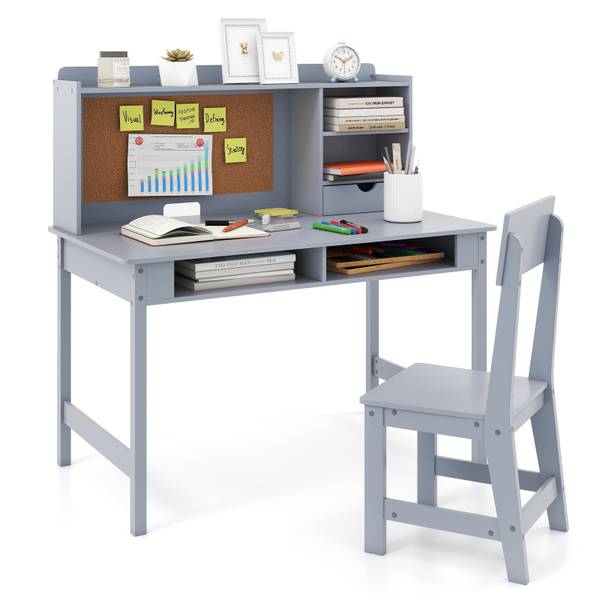 Kinderschreibtisch mit Stuhl 6132 Grau - Holzwerkstoff - 110 x 110 x 60 cm