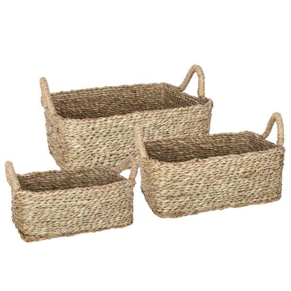Korb KILIAN 3er-Set Beige - Naturfaser - 28 x 17 x 18 cm