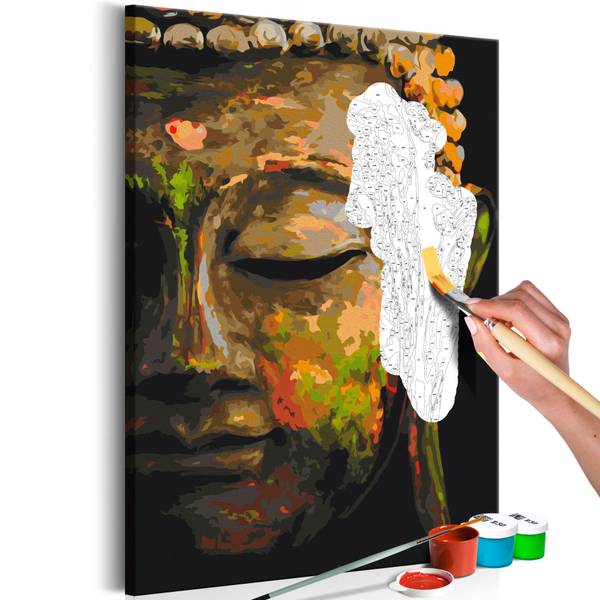 Wandbild Malen nach Zahlen Glaube Yi Schwarz - Baumwollstoff - 40 x 60 x 2 cm