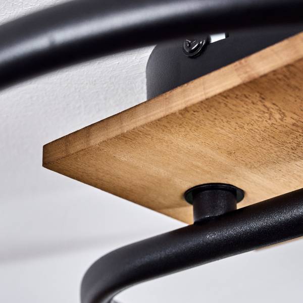 Deckenleuchte Agnino Schwarz - Braun - Holzwerkstoff - Metall - 26 x 26 x 12 cm