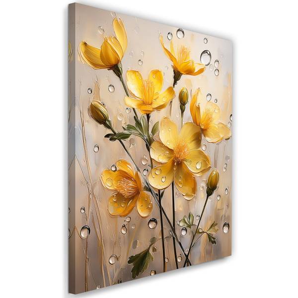 Wandbild blumen regentropfen 80 x 120 cm