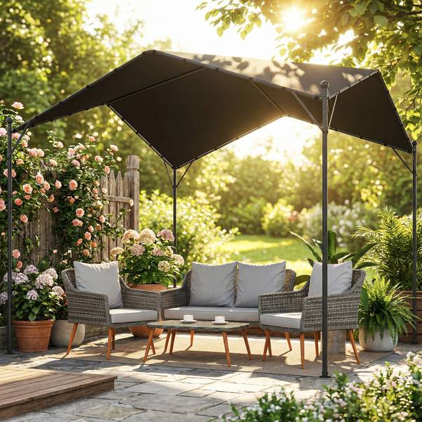 Pergola en tuinhuisje 84C-688V00CG grijs - metaal - 300 x 280 x 300 cm