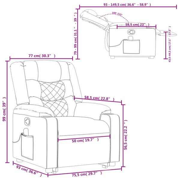 Fauteuil inclinable de massage 3032772 Gris - Polyester - 77 x 99 x 93 cm