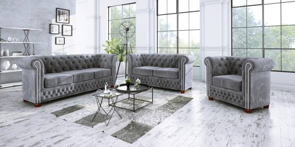 Chesterfield Ely Polstergarnitur 3+2+1 Grau