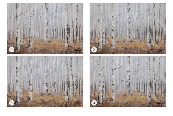 Acrylbild Handgemalt Wald & Bäume Oz Braun - Weiß - Baumwollstoff - 90 x 60 x 4 cm