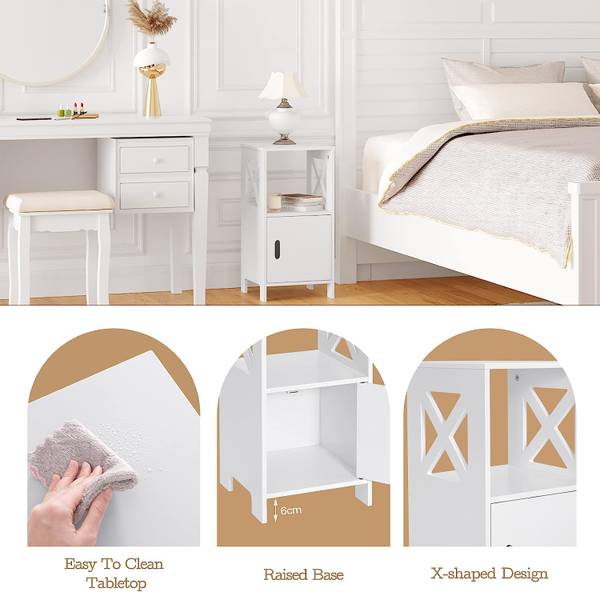 Nachttisch Mandy (2er Set) Weiß - Holzwerkstoff - 30 x 60 x 30 cm