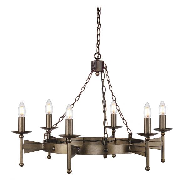 Cromwell 6 lustres Marron - Métal - 81 x 59 x 81 cm