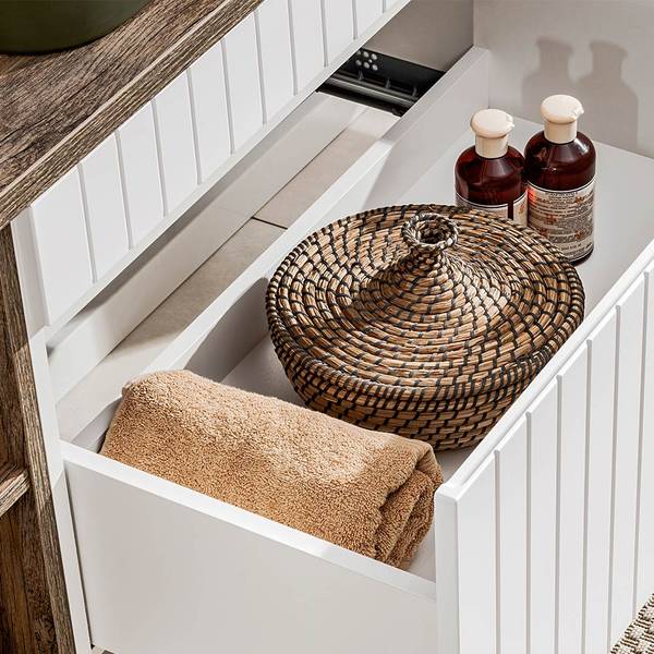 Badmöbel-Set IRAKLIO-56-40 2er-Set Weiß - Holzwerkstoff - 140 x 200 x 46 cm