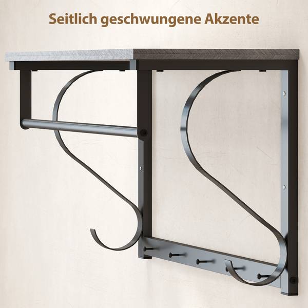 Wandgarderobe 837-607V00GY Grau - Holzwerkstoff - 25 x 36 x 70 cm