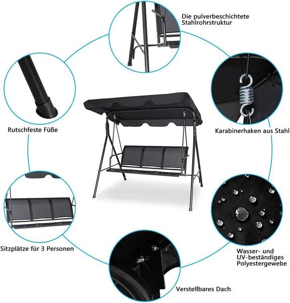 Gartenschaukel OP70492 Schwarz