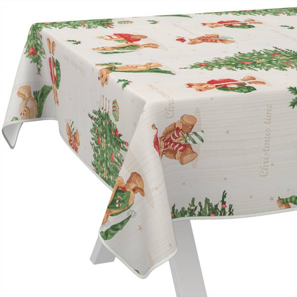 Tischdecke Teddybär Weihnachten mit SAUM kaufen
