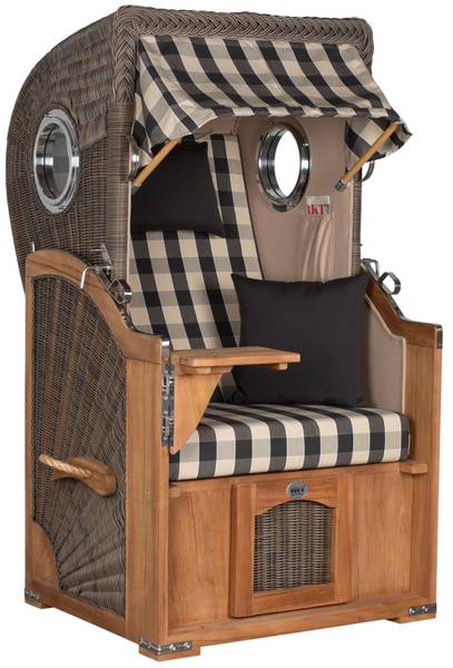 Strandkorb Düne 1 Sitzer Grau - Teakholz - 96 x 165 x 80 cm