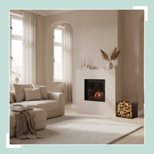 Modernes Kaminholzregal aus Metall Schwarz - Eisen - 40 x 35 x 30 cm