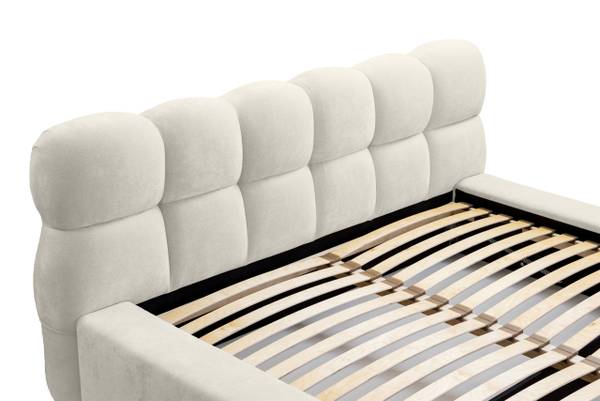 Gestoffeerd bed Paulon crèmewit - Breedte: 180 cm