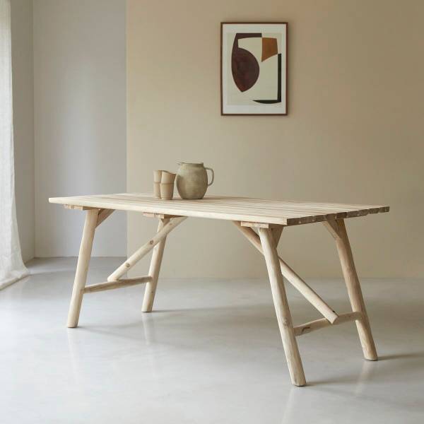 Tisch Mathilda Beige - Teakholz - 170 x 75 x 85 cm
