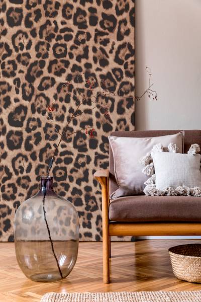 Panorama-Tapete Leopard Braun