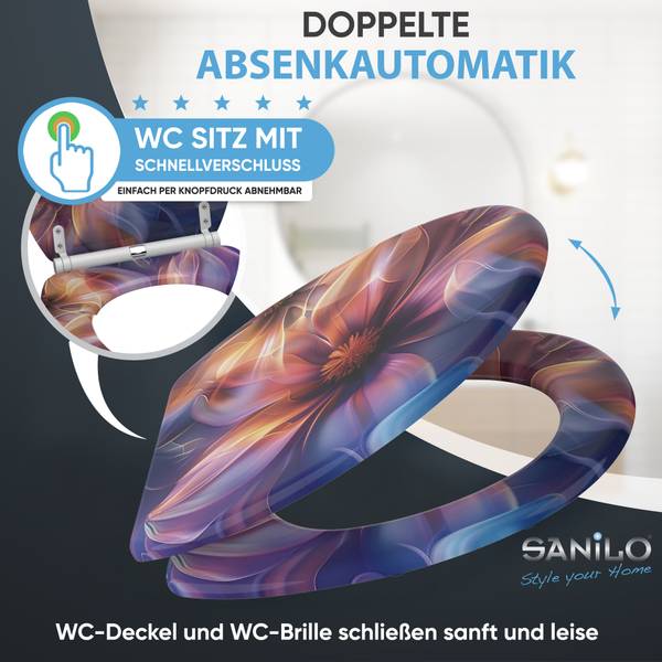 WC-Sitz Nuvana Blau - Orange - Violett - Holzwerkstoff - 38 x 6 x 48 cm