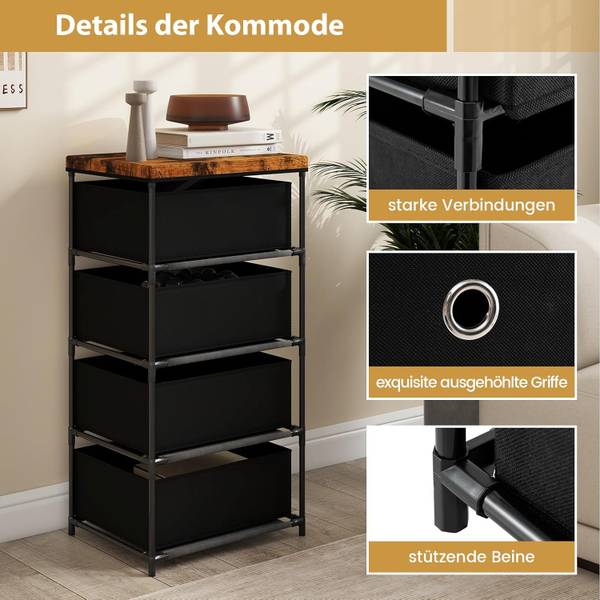 Nachttisch VL32352 Schwarz - Metall - 34 x 85 x 42 cm