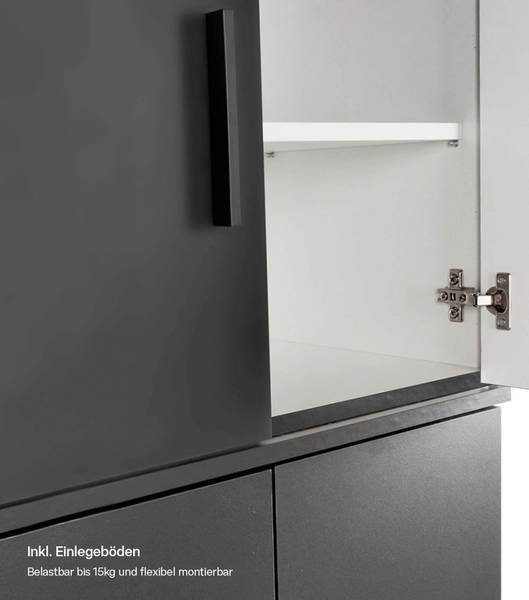 Mehrzweckschrank Der Extralange Schwarz - Holzwerkstoff - 60 x 230 x 34 cm