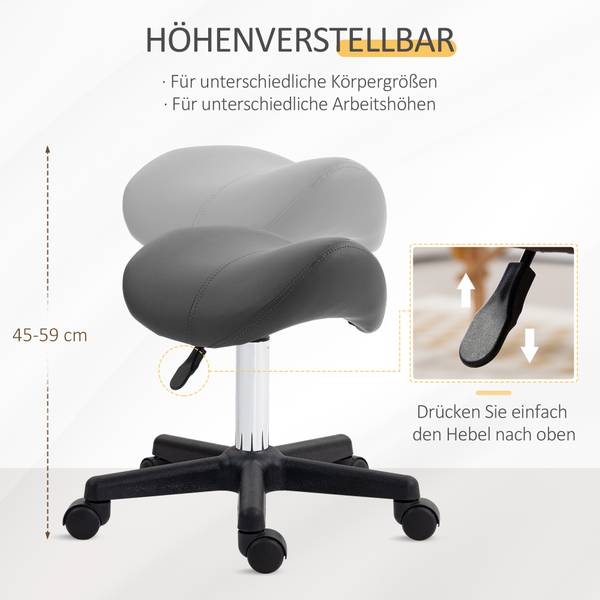 Rollhocker 021V70GY Grau - Metall - 48 x 59 x 47 cm