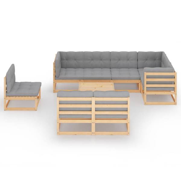 Garten-Lounge-Set 3009798-2 (9-teilig) Braun - Polyester - Kiefer - 70 x 30 x 70 cm