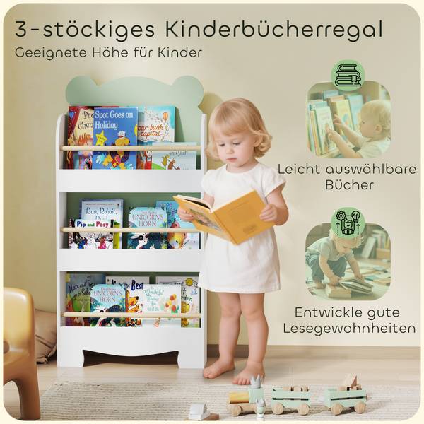 Kinder Bücherregal 311-095V90GN Grün