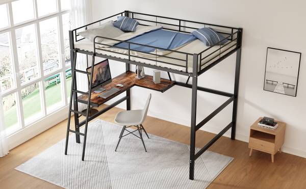 Hochbett-O2218 Schwarz - Metall - 149 x 181 x 205 cm