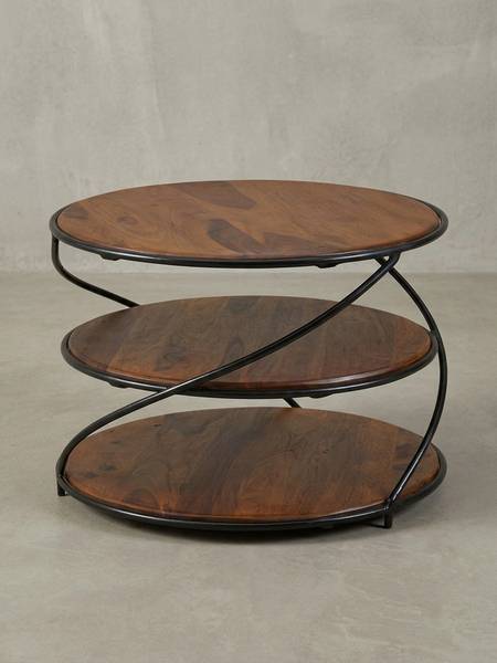 Couchtisch BAKONY mit drei Ablagen Braun - Sheesham - 58 x 40 x 58 cm
