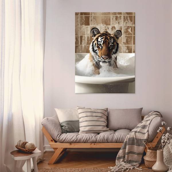 Leinwandbild Abstrakt Tiger Badezimmer 40 x 60 x 2 cm