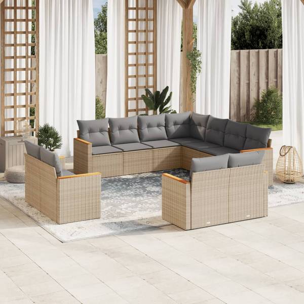 Garten-Lounge-Set 3034901-1 (11-teilig) Beige - Grau - Hellgrau