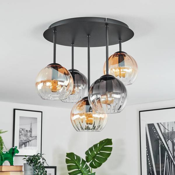 Deckenleuchte Cesaro Grau - Gelb - Metall - 39 x 22 x 40 cm