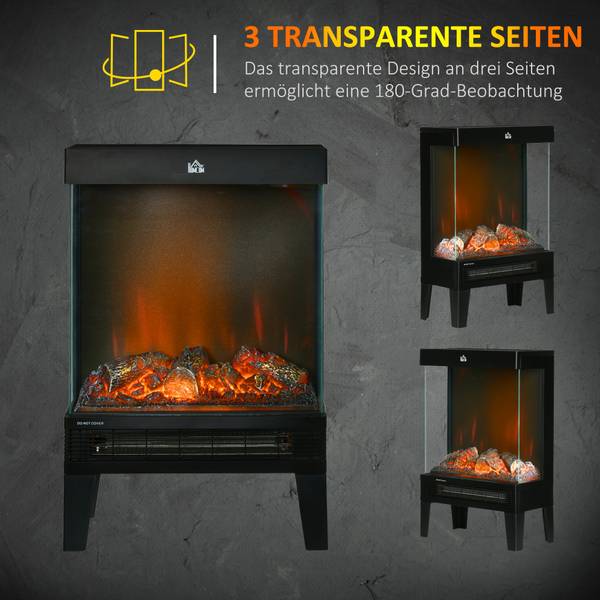 Elektrokamin 820-301V90BK Schwarz - Stahl - 20 x 62 x 41 cm