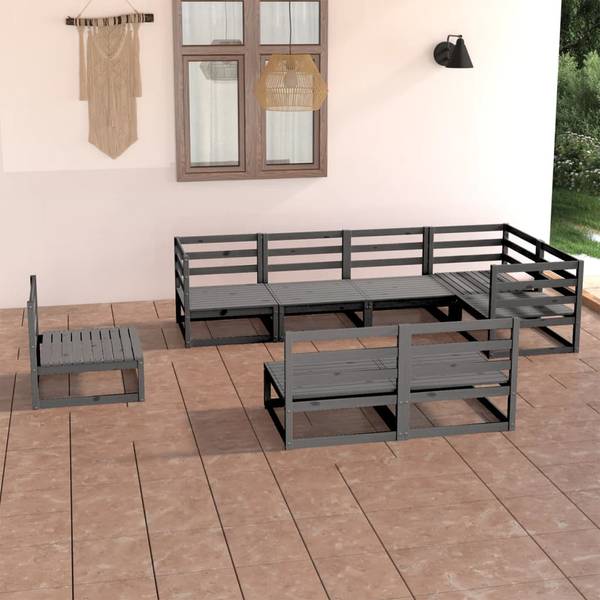 Salon de jardin 3009797-1 (lot de 8) Gris - Pin - 70 x 67 x 70 cm