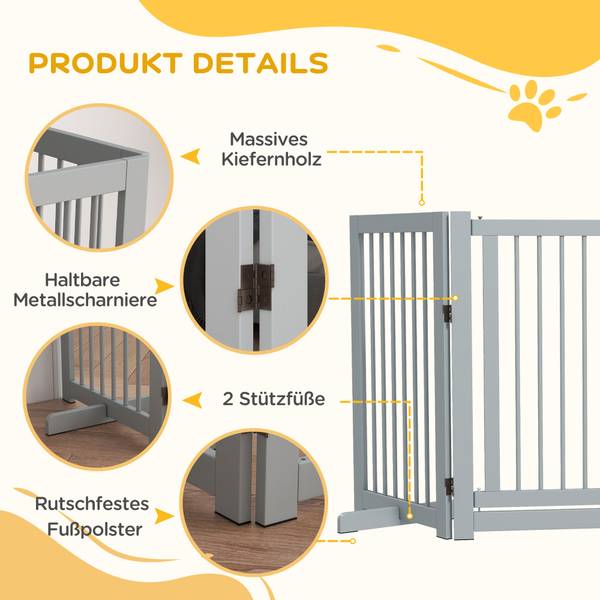 Hundegitter CP333 Grau - Holzwerkstoff - 36 x 91 x 220 cm