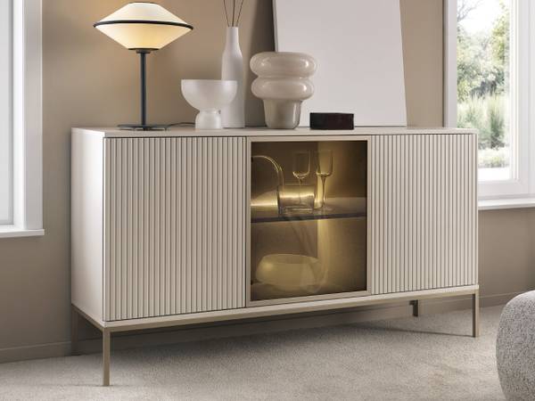 Kommode DEO Beige - Rauchglas - ABS - 154 x 83 x 39 cm