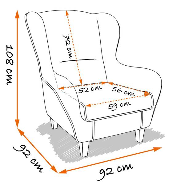 Ohrensessel & Hocker Sofia Design 5189 Braun - Webstoff - 92 x 108 x 92 cm