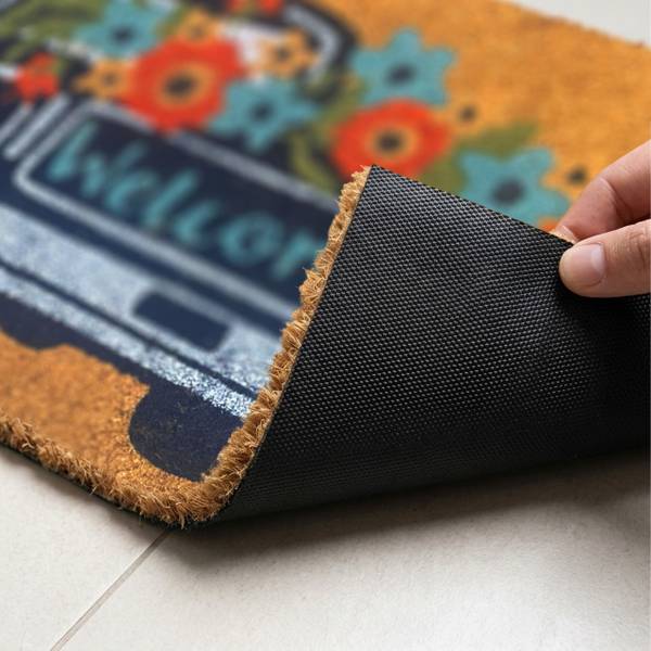 Kokos Fußmatte Begrüßung Schwarz - Braun - Weiß - Naturfaser - Kunststoff - 60 x 2 x 40 cm