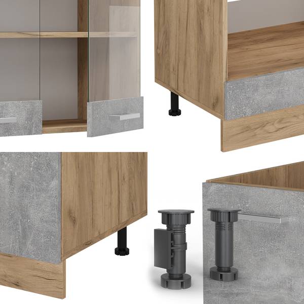 Eckküche R-Line 54114 12er Set Braun - Grau - Chrom - 287 x 207 x 60 cm