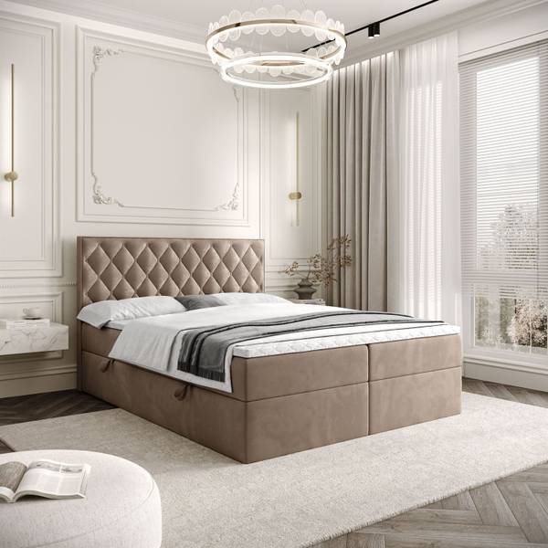 Continentaal bed INEZ beige - Ligoppervlak breedte: 140 cm