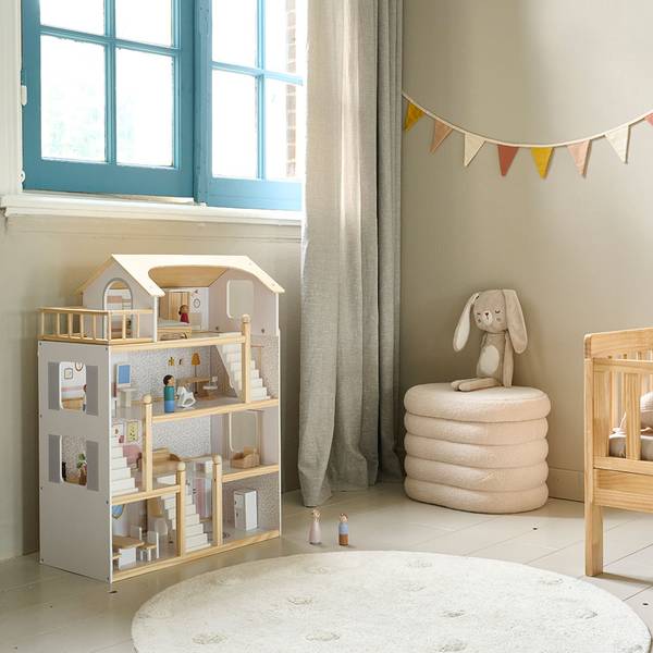 Puppenhaus BLANCHE 19 tlg Weiß - Holzwerkstoff - 32 x 81 x 61 cm