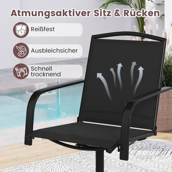 Gartenstühle ZB34379PW-4DE(2er Set) Schwarz - Metall - 56 x 93 x 66 cm