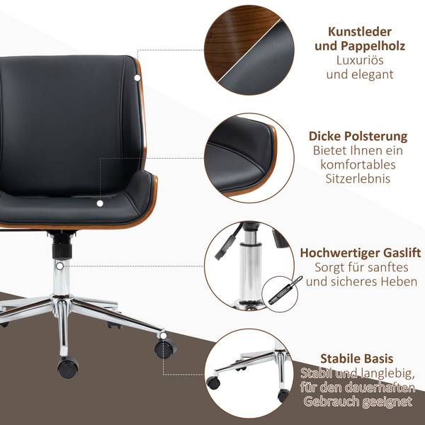 Bureaustoel 921-607V00BK bruin - kunstleer - 60 x 96 x 53 cm