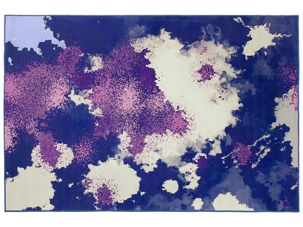 Teppich KADIRLI Beige - Blau - Violett - Textil - 160 x 160 x 160 cm