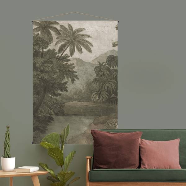 Wandteppich Dschungel Grün - Leinen - 100 x 150 x 2 cm
