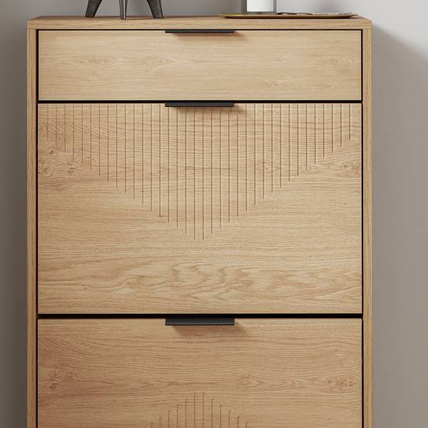 Schuhschrank FSR212-N Braun - Holzwerkstoff - Massivholz - 24 x 95 x 60 cm