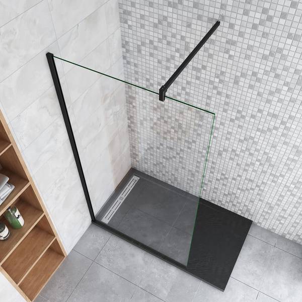 schwarze Duschwand Walk-In Schwarz - Sicherheitsglas - 140 x 200 x 1 cm