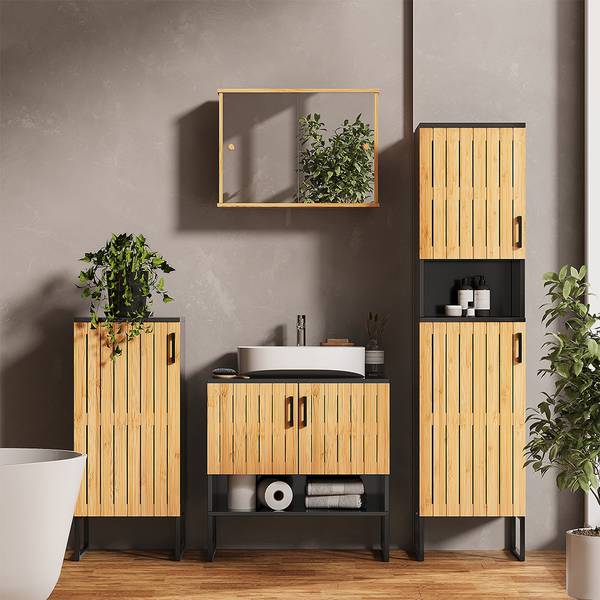 Badmöbel-Set Vayra 56197 Braun - Stahl - 60 x 66 x 33 cm